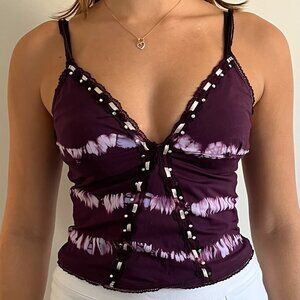 Expensive Y2K Lace Trim Purple Top